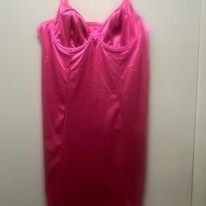 SHEIN Fuchsia Satin Midi Dress